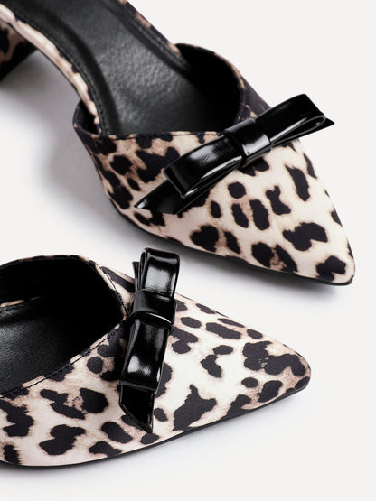 Orla Leopard Scuba Bow Detail Court Heels