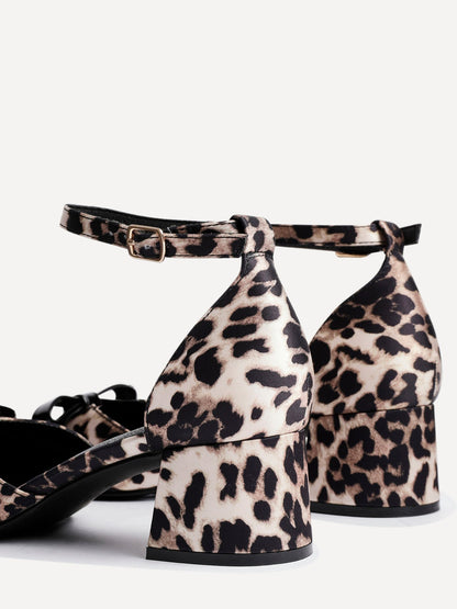 Orla Leopard Scuba Bow Detail Court Heels