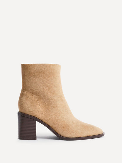 Orlando Beige Block Heeled Ankle Boots
