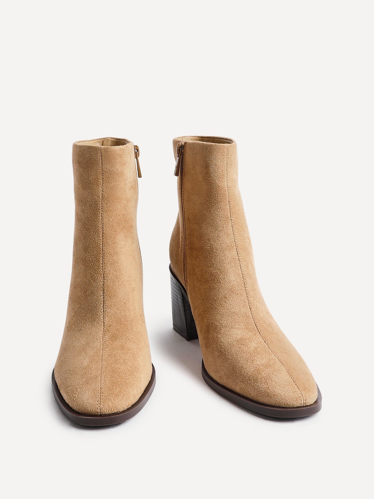 Orlando Beige Block Heeled Ankle Boots