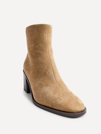 Orlando Beige Block Heeled Ankle Boots