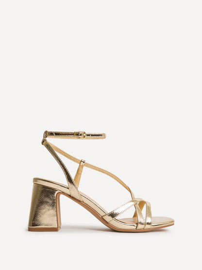 Oslo Gold Faux Leather Heeled Sandals