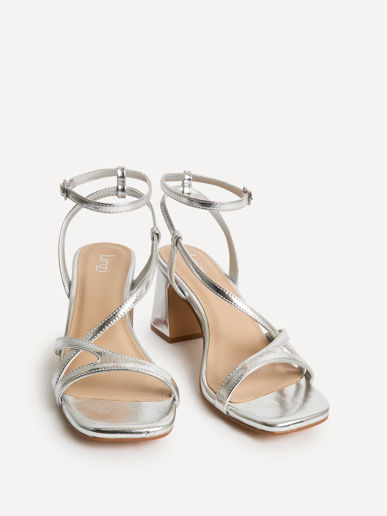 Oslo Silver Faux Leather Heeled Sandals