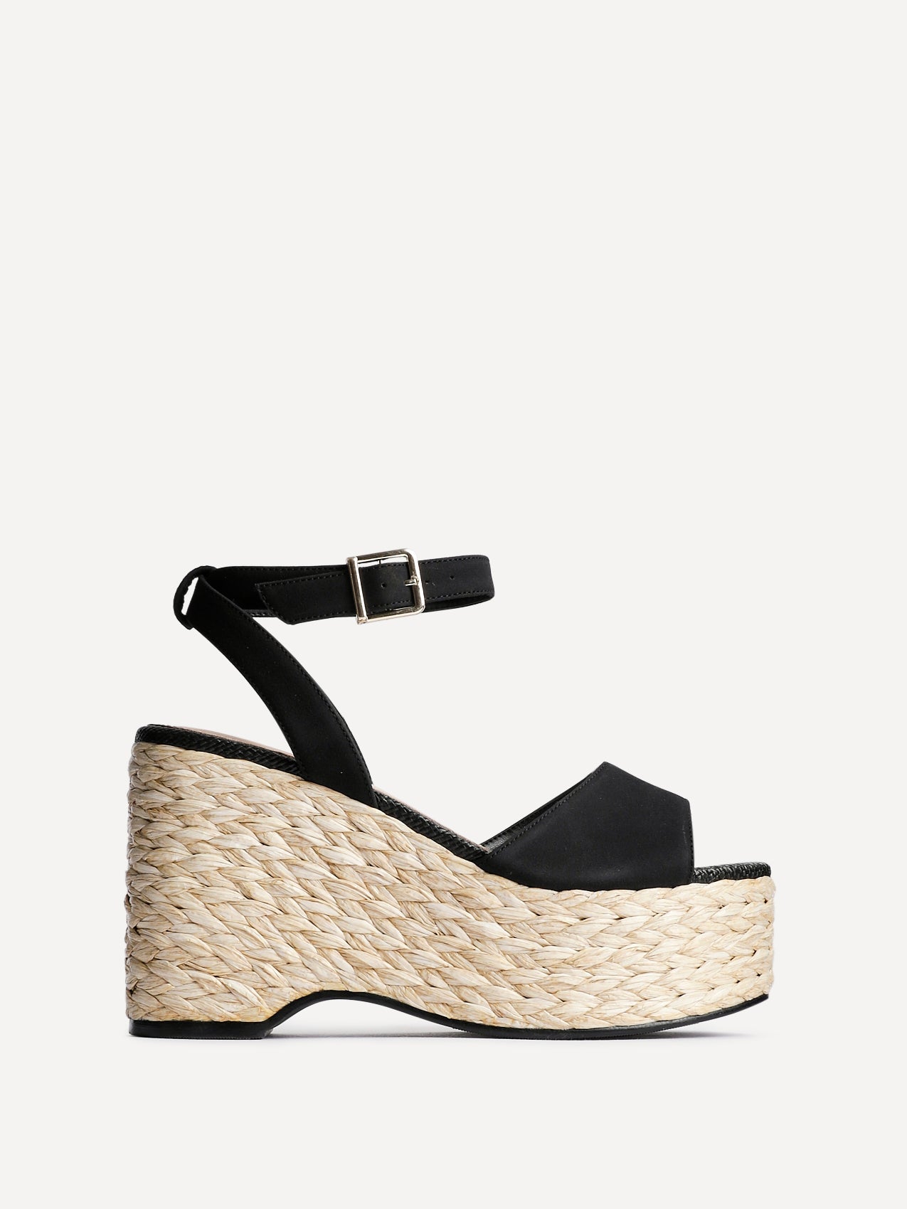 Pacific Black Faux Suede Platform Wedges