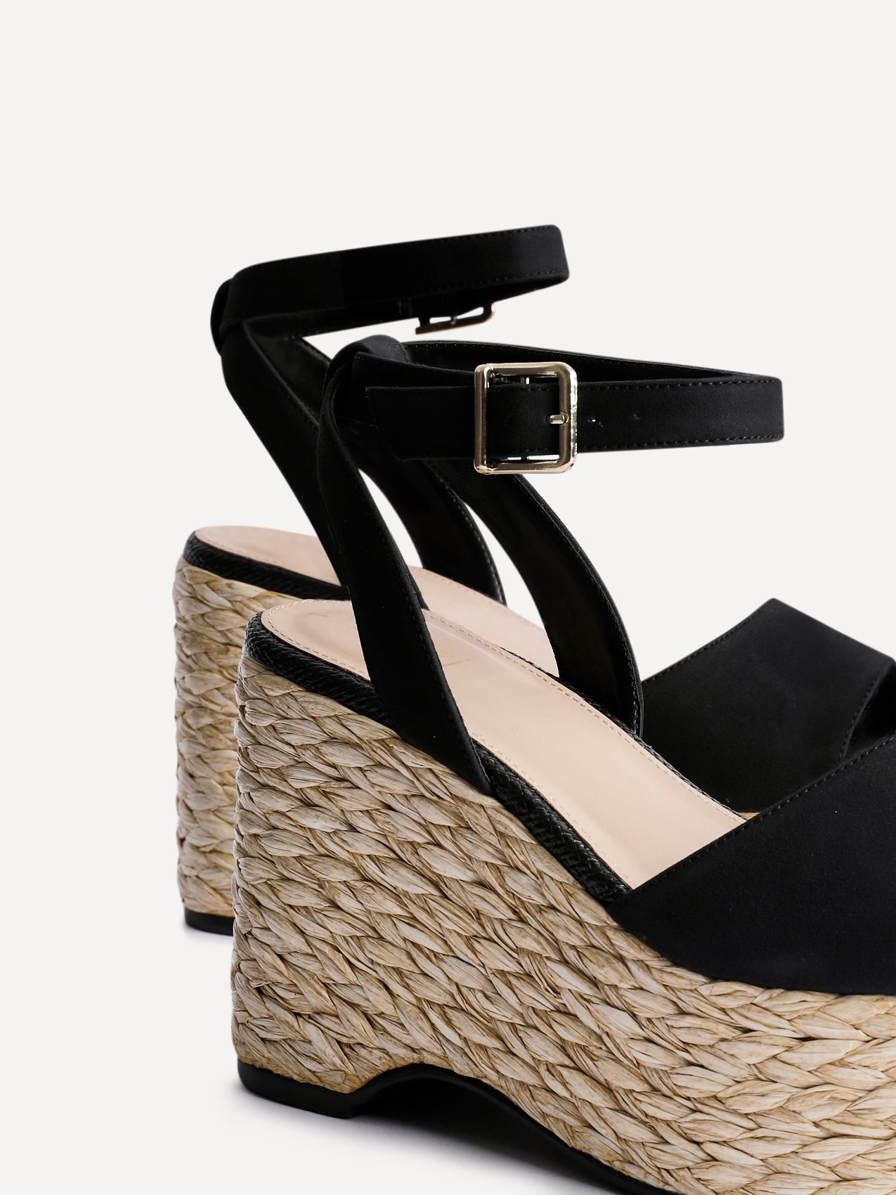 Pacific Black Faux Suede Platform Wedges