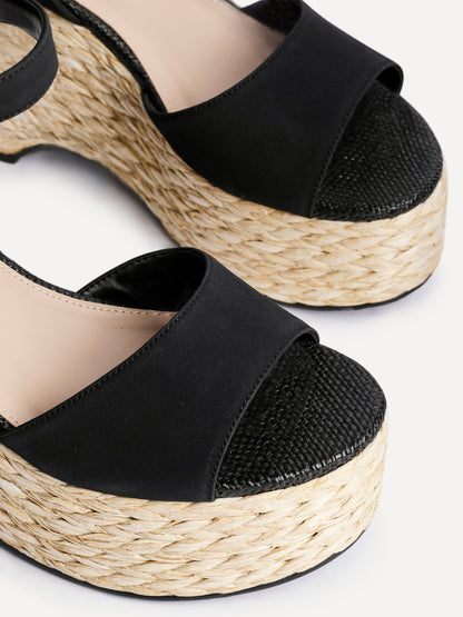 Pacific Black Faux Suede Platform Wedges