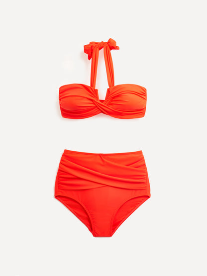 Palma Tangerine Bandeau High Waisted Bikini
