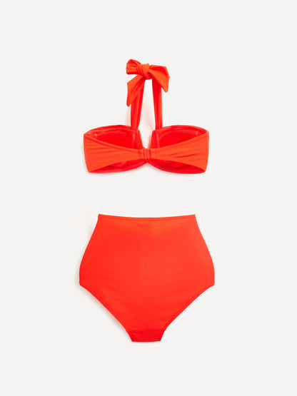 Palma Tangerine Bandeau High Waisted Bikini