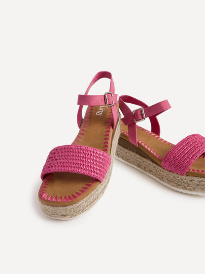 Panama Fuchsia Raffia Espadrille Flatform Sandals