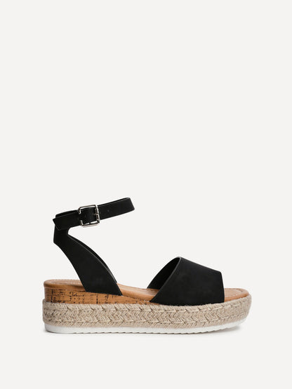 Paradise Black Espadrille Flatform Sandals