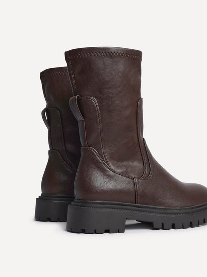 Peggy Brown Mid-Length Chelsea Boots