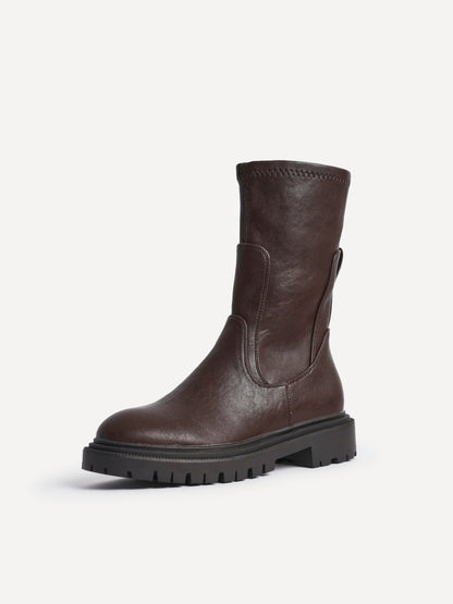 Peggy Brown Mid-Length Chelsea Boots