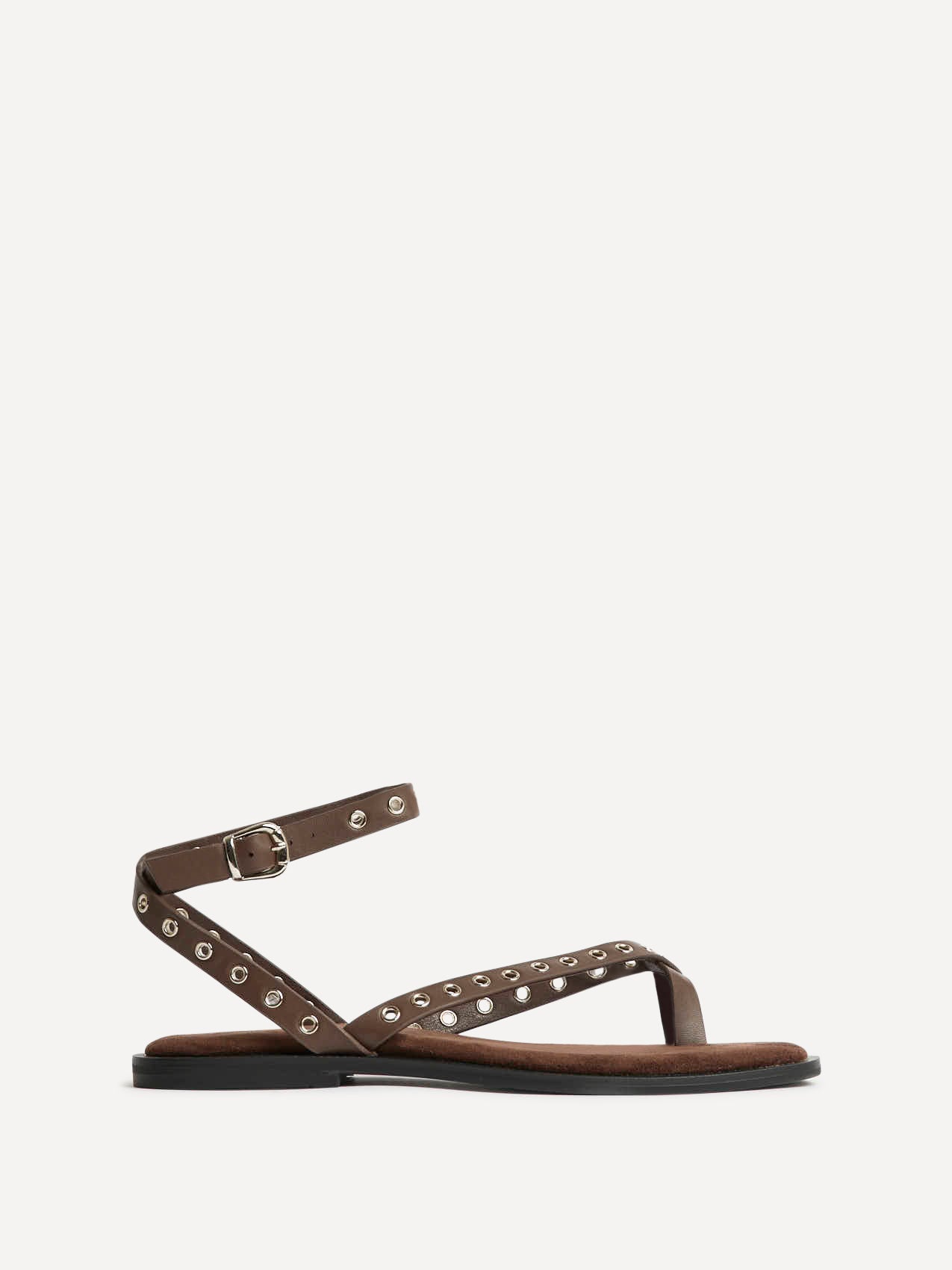Perrie Brown Faux Suede Flat Sandals