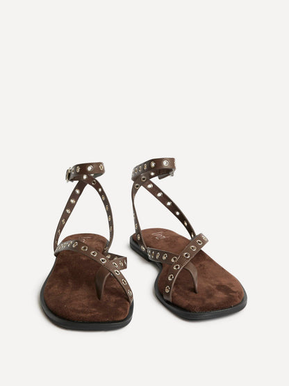 Perrie Brown Faux Suede Flat Sandals