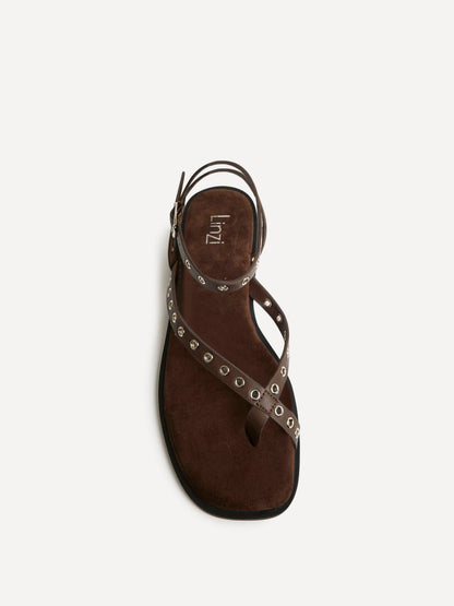 Perrie Brown Faux Suede Flat Sandals