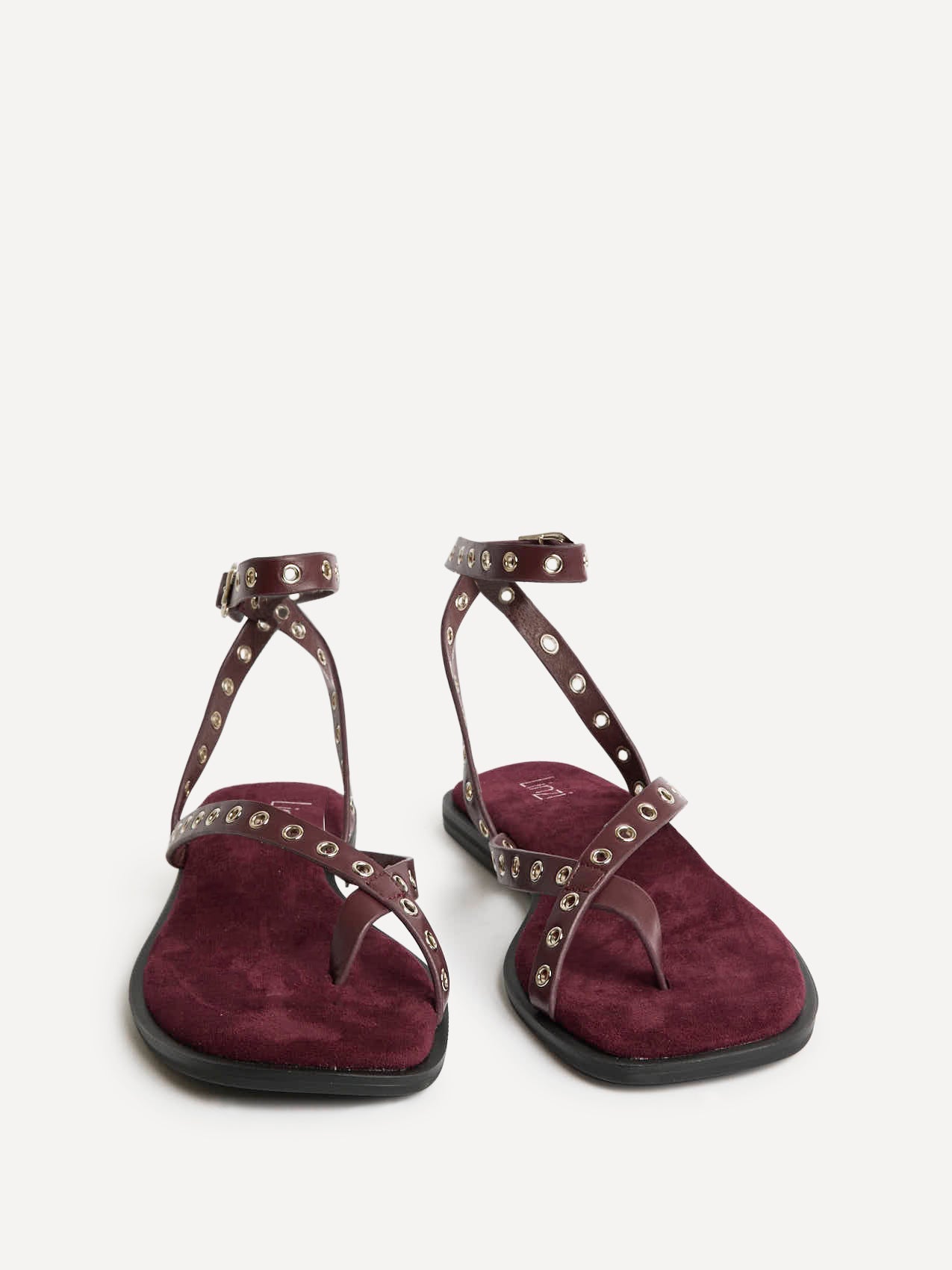 Perrie Burgundy Faux Suede Flat Sandals