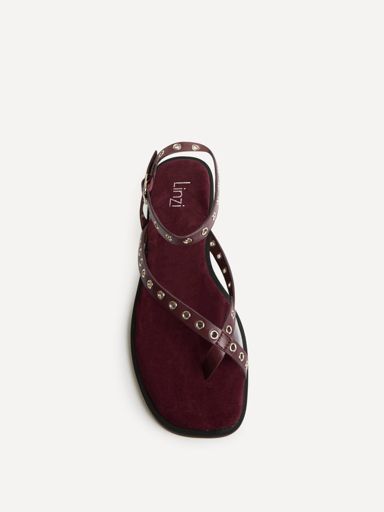 Perrie Burgundy Faux Suede Flat Sandals