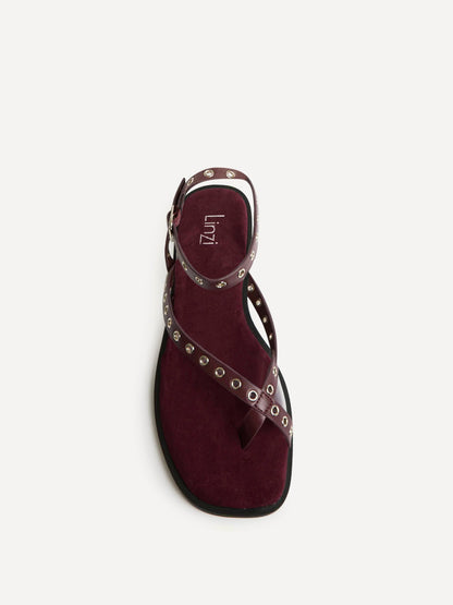 Perrie Burgundy Faux Suede Flat Sandals