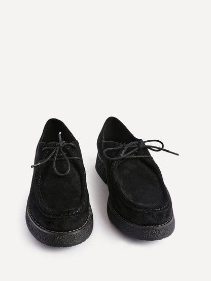 Perth Black Faux Suede Loafers