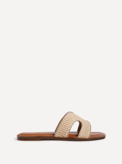 Petra Natural Raffia Link Flat Sandals