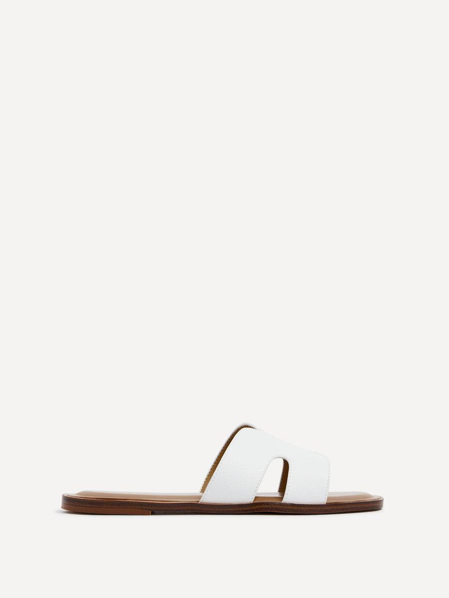 Petra White Link Flat Sandals