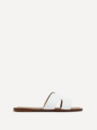 Petra White Link Flat Sandals