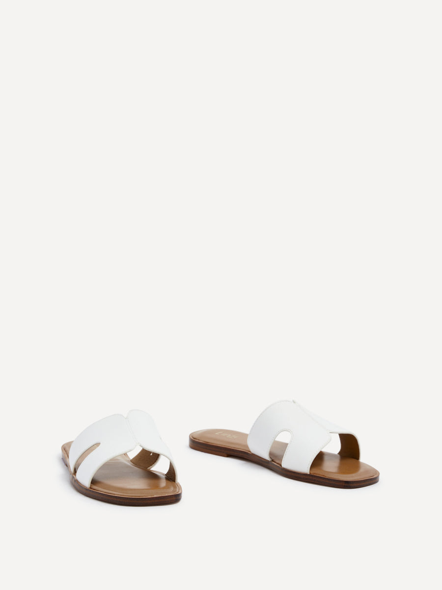 Petra White Link Flat Sandals