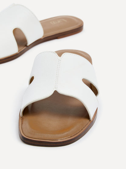 Petra White Link Flat Sandals