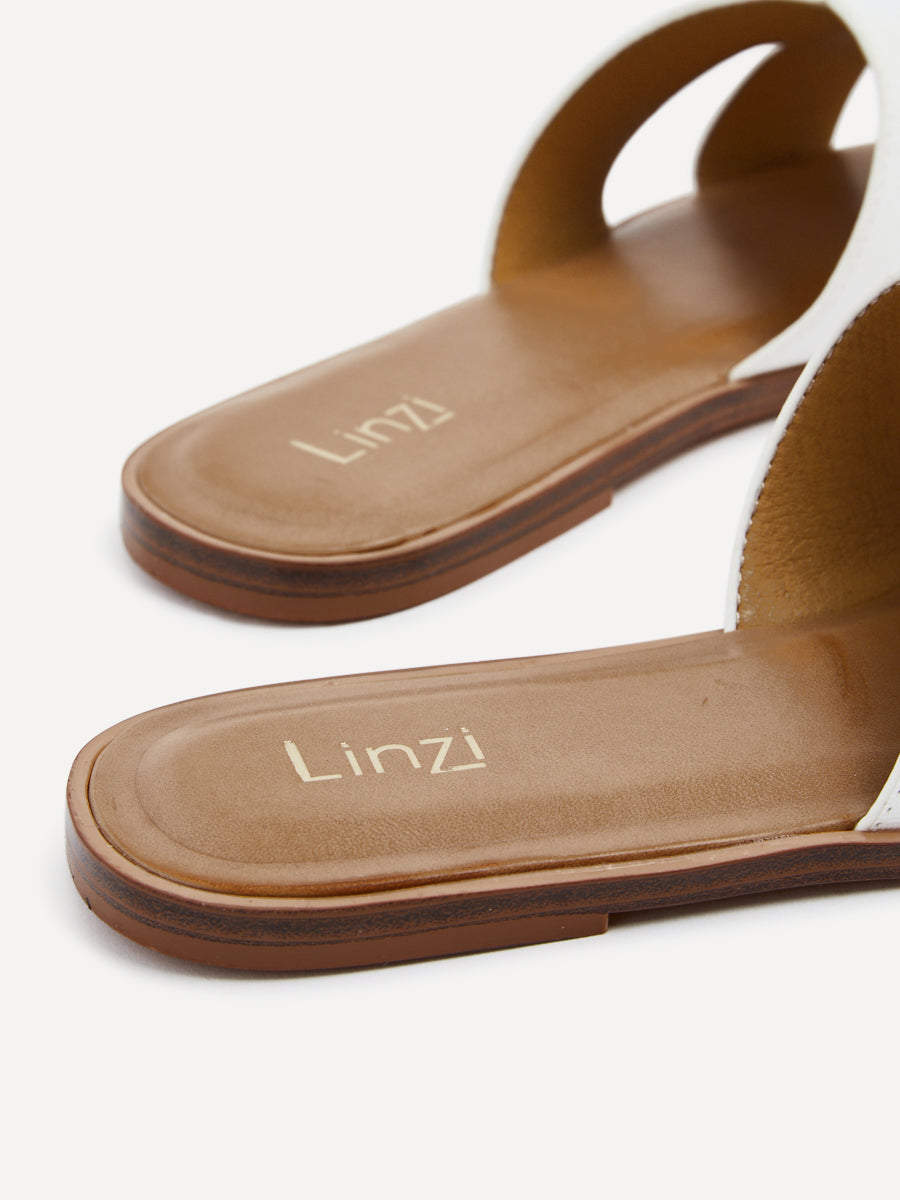 Petra White Link Flat Sandals