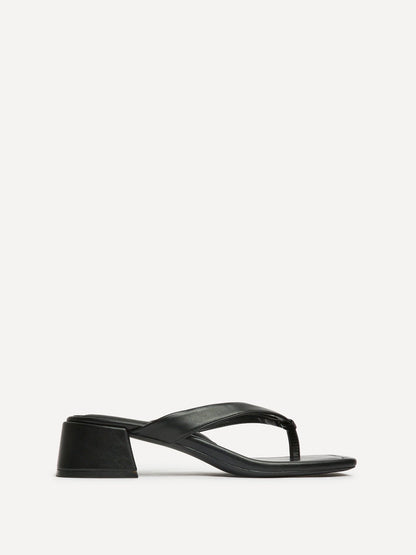 Phase Black Faux Leather Mule Heels