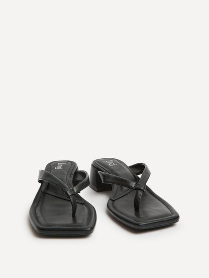 Phase Black Faux Leather Mule Heels