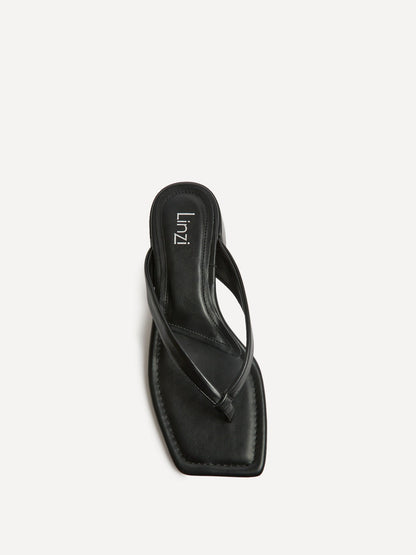 Phase Black Faux Leather Mule Heels