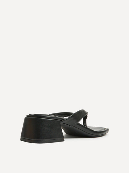 Phase Black Faux Leather Mule Heels