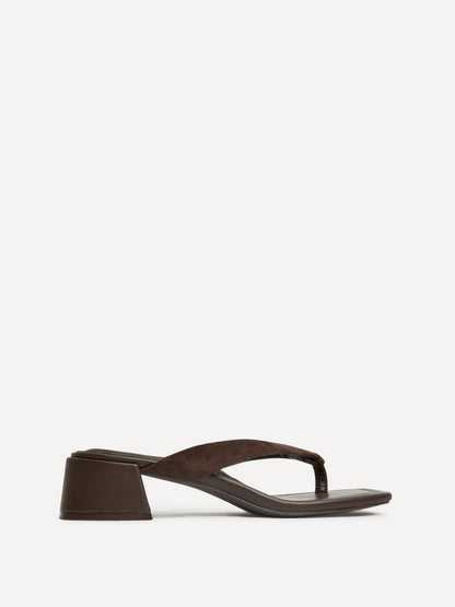 Phase Brown Faux Suede Mule Heels