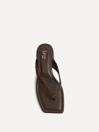 Phase Brown Faux Suede Mule Heels