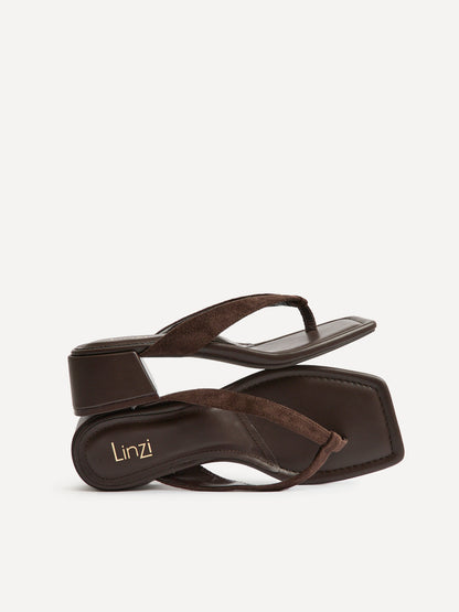 Phase Brown Faux Suede Mule Heels