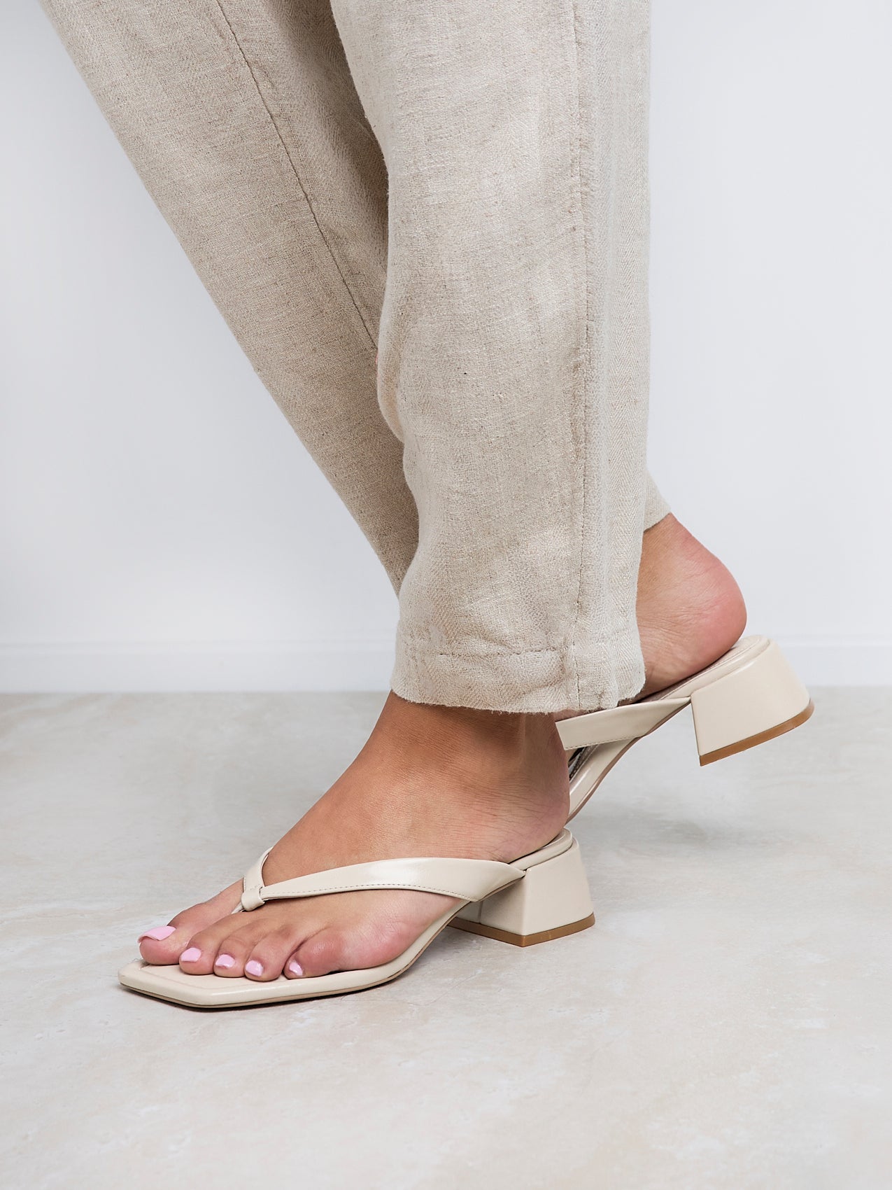 Phase Nude Faux Suede Mule Heels