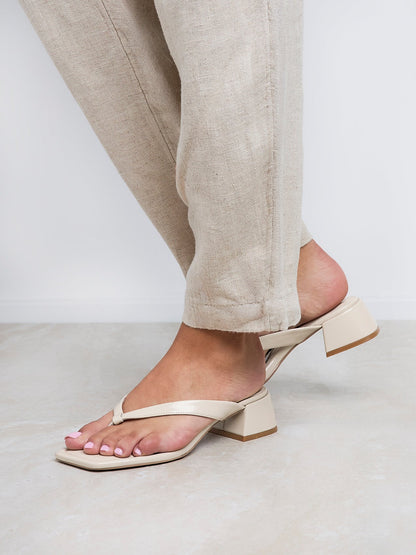Phase Nude Faux Suede Mule Heels