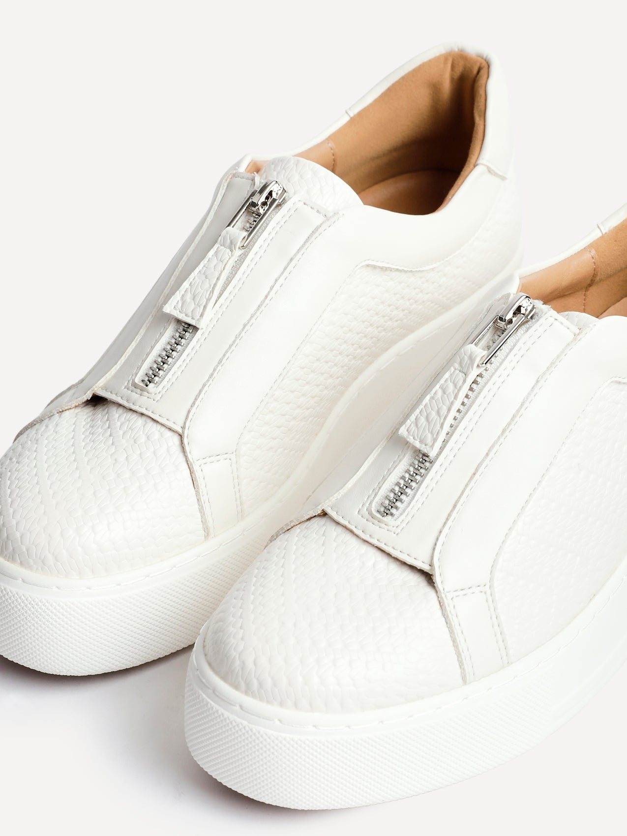 Piper White Faux Leather Trainers