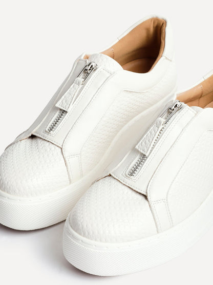 Piper White Faux Leather Trainers