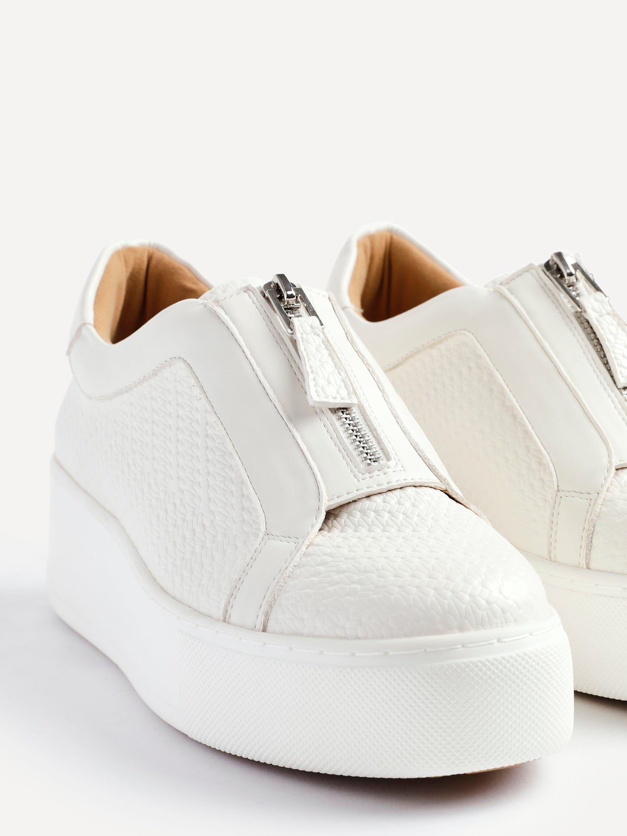 Piper White Faux Leather Trainers