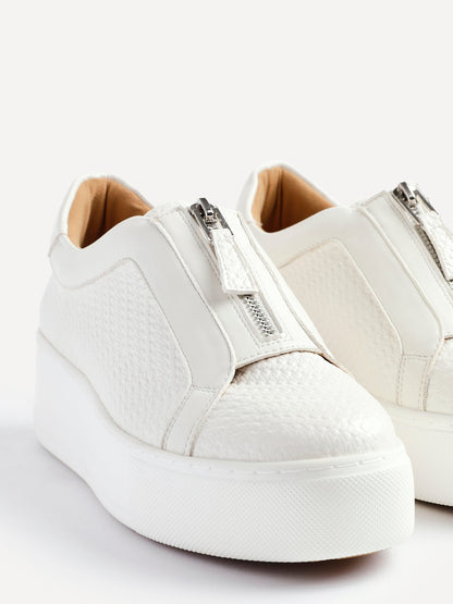 Piper White Faux Leather Trainers