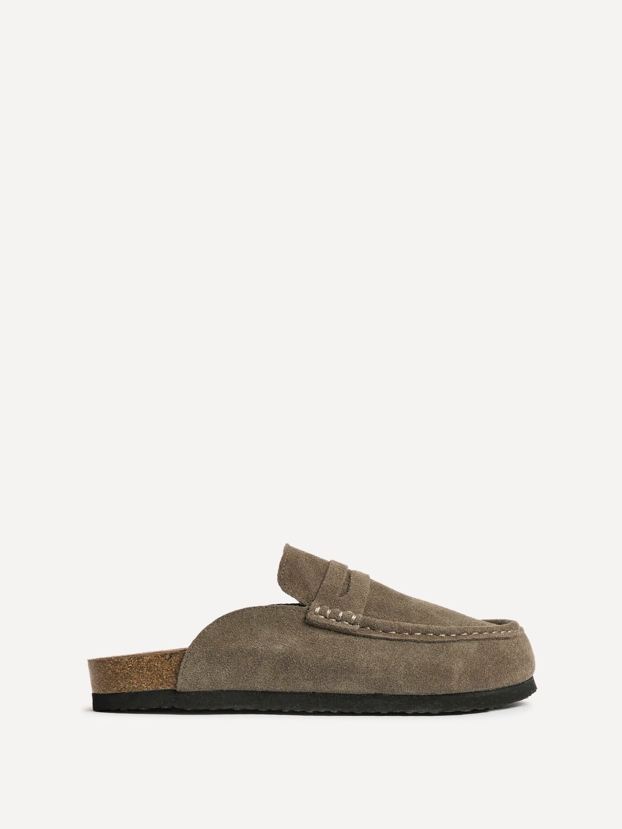 Poet Mocha Real Suede Leather Mule Loafers