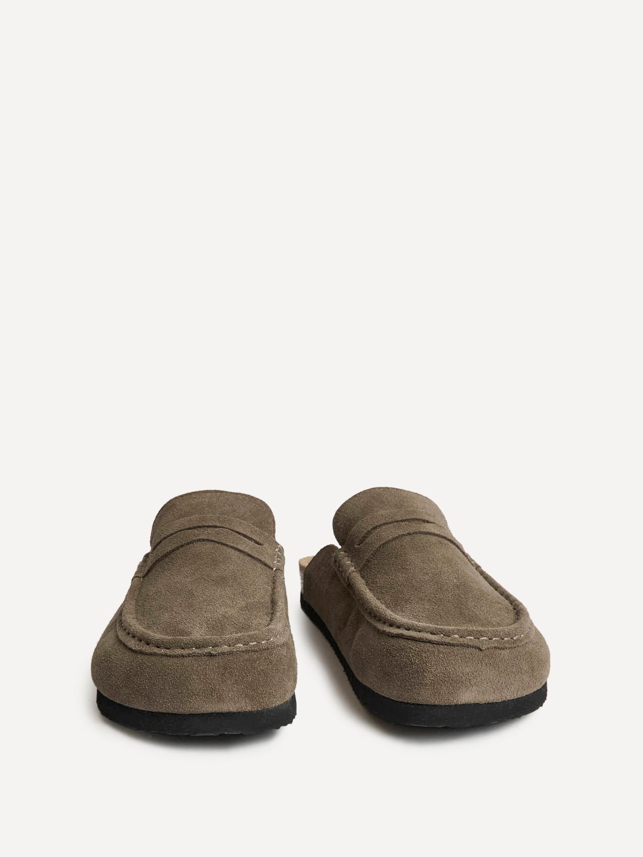 Poet Mocha Real Suede Leather Mule Loafers
