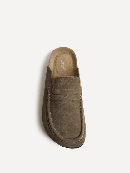 Poet Mocha Real Suede Leather Mule Loafers