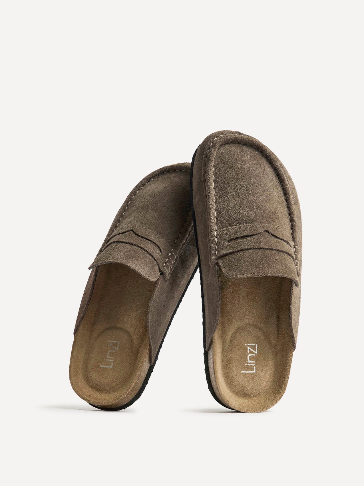 Poet Mocha Real Suede Leather Mule Loafers