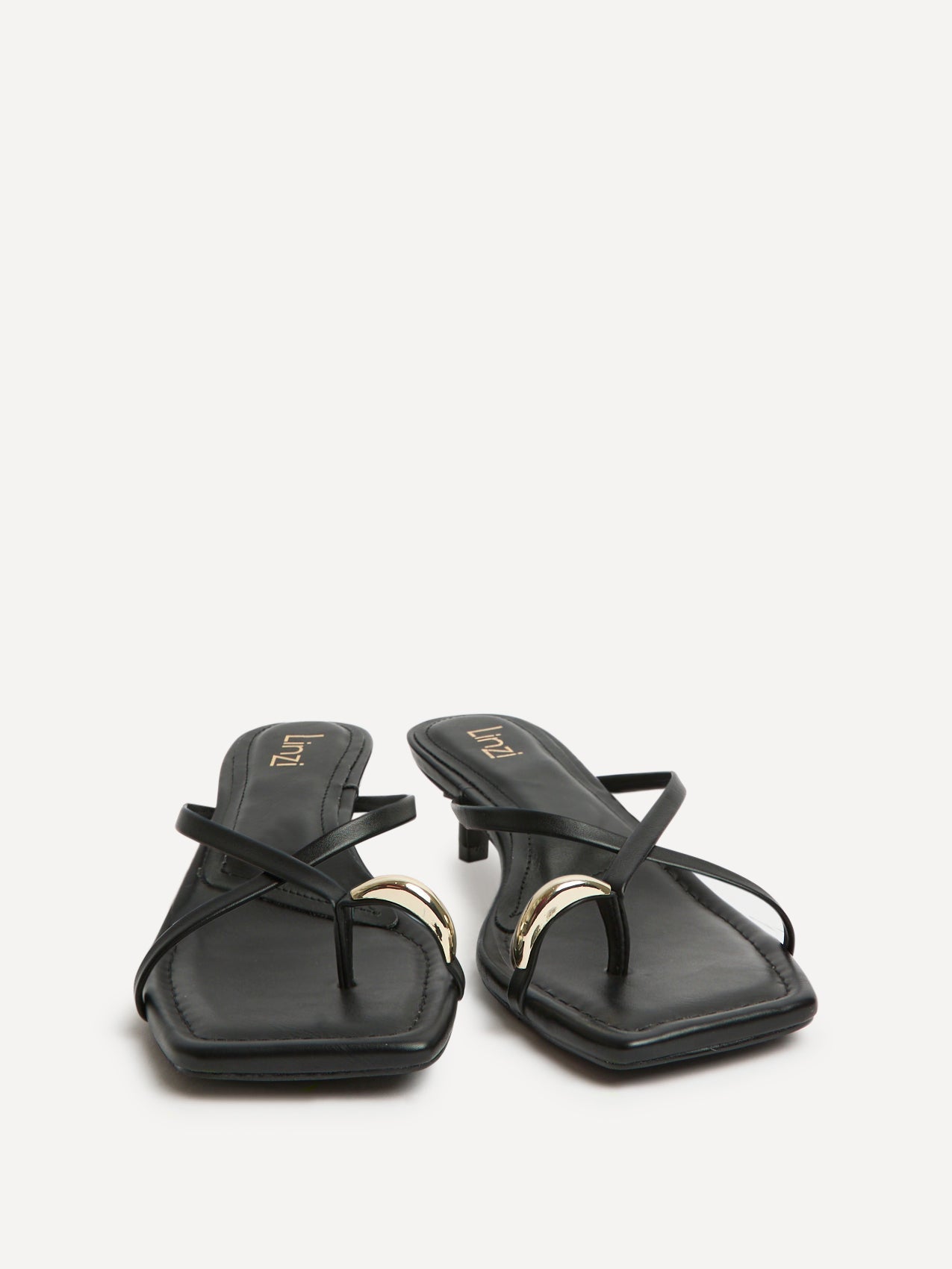Polished Black Faux Leather Mule Heels