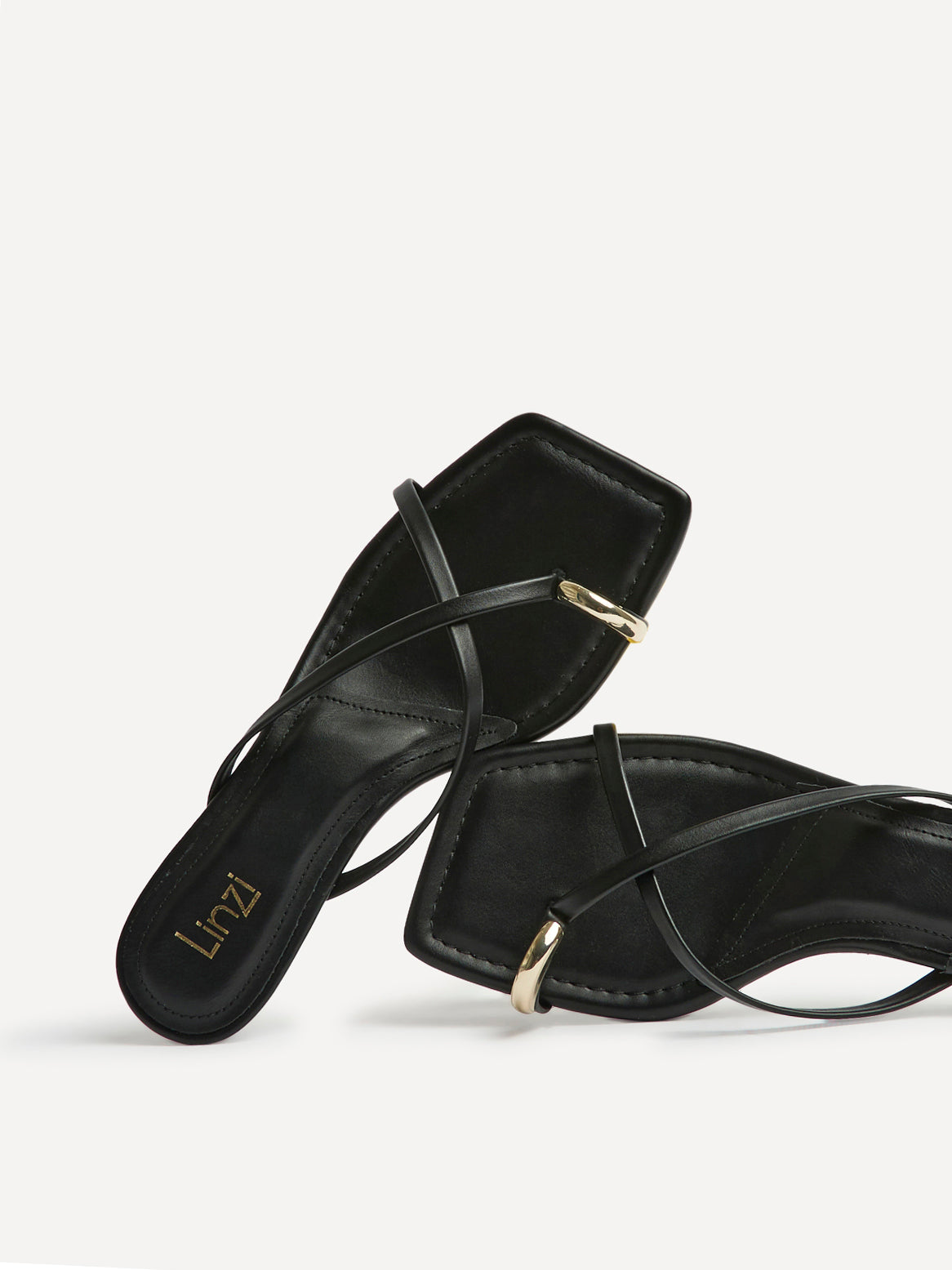Polished Black Faux Leather Mule Heels