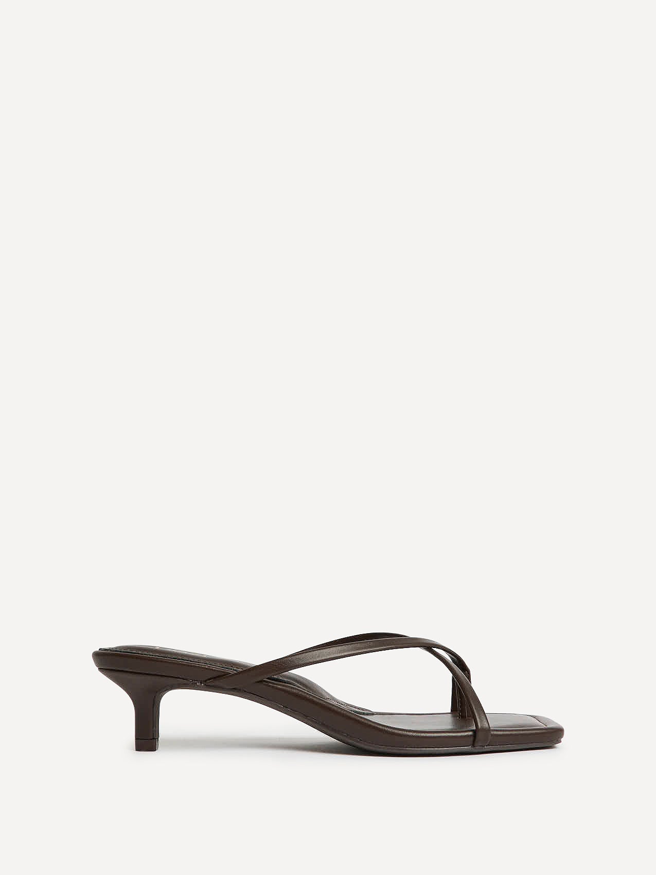 Polished Brown Faux Leather Mule Heels