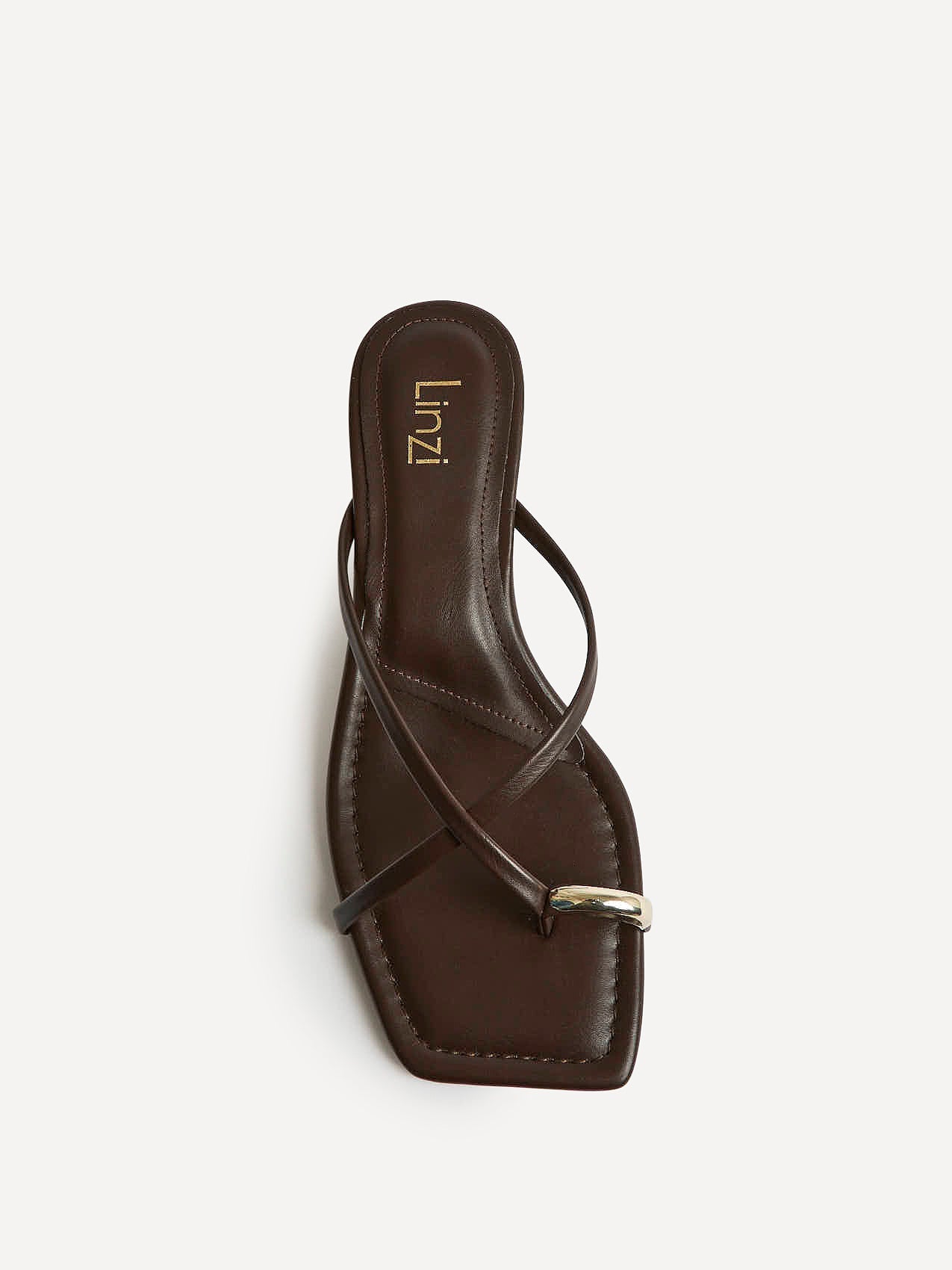 Polished Brown Faux Leather Mule Heels